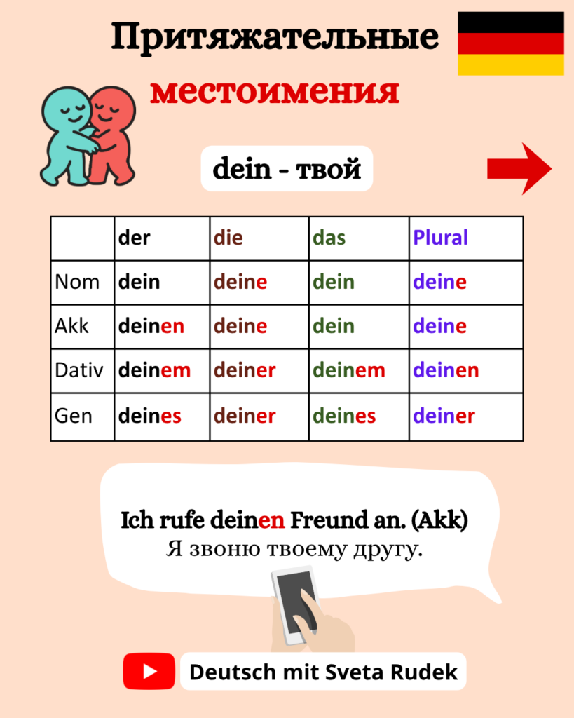 Притяжательные местоимения в немецком языке