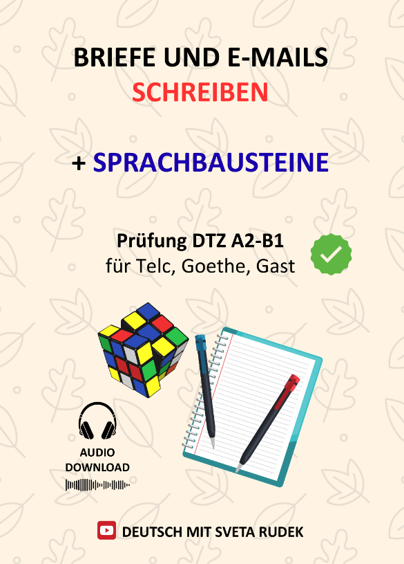 как написать письмо для экзамена по немецкому DTZ B1. Примеры и основные темы. / Briefe schreiben DTZ Telc Gast Goethe B1 von Sveta Rudek как написать письмо для экзамена по немецкому DTZ B1. Примеры и основные темы. / Briefe schreiben DTZ Telc Gast Goethe B1 von Sveta Rudek